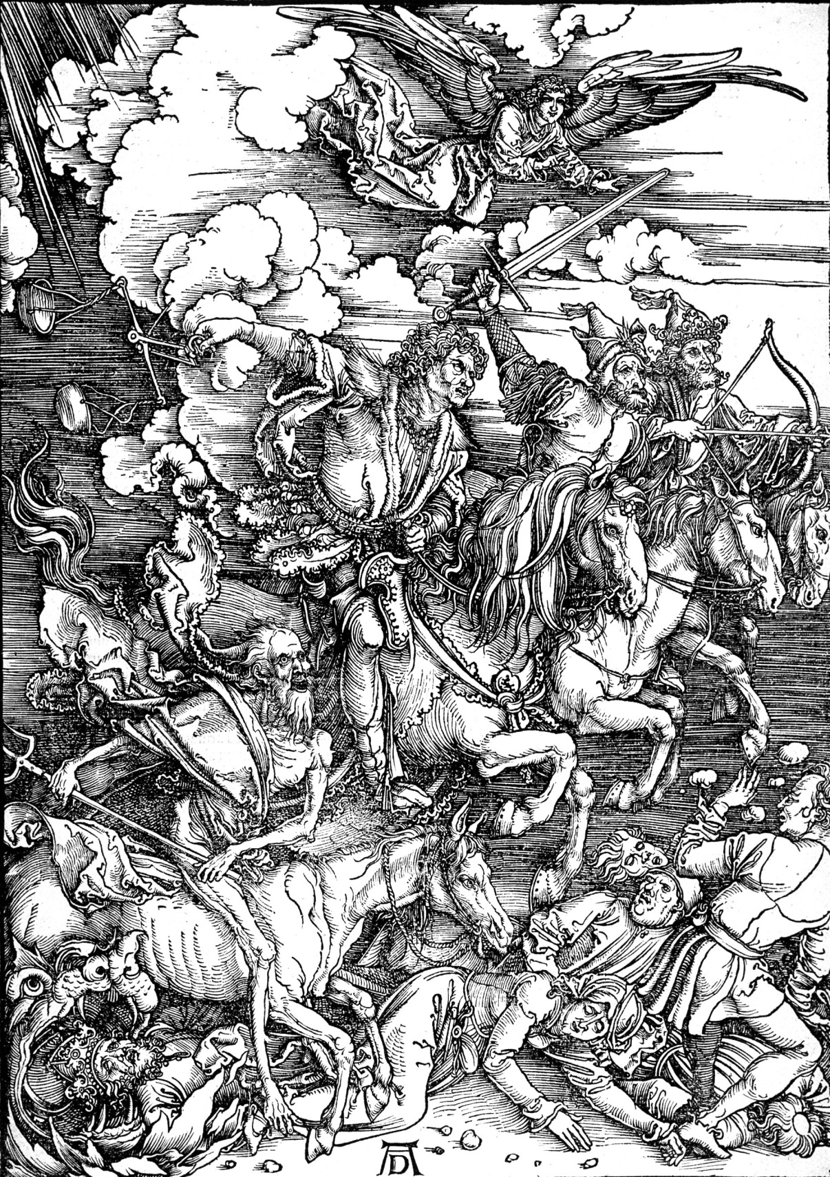 Dürers, Albrecht. Die Offenbarung des Johannes: 4. Die vier apokalyptischen Reiter, 1497-1498.