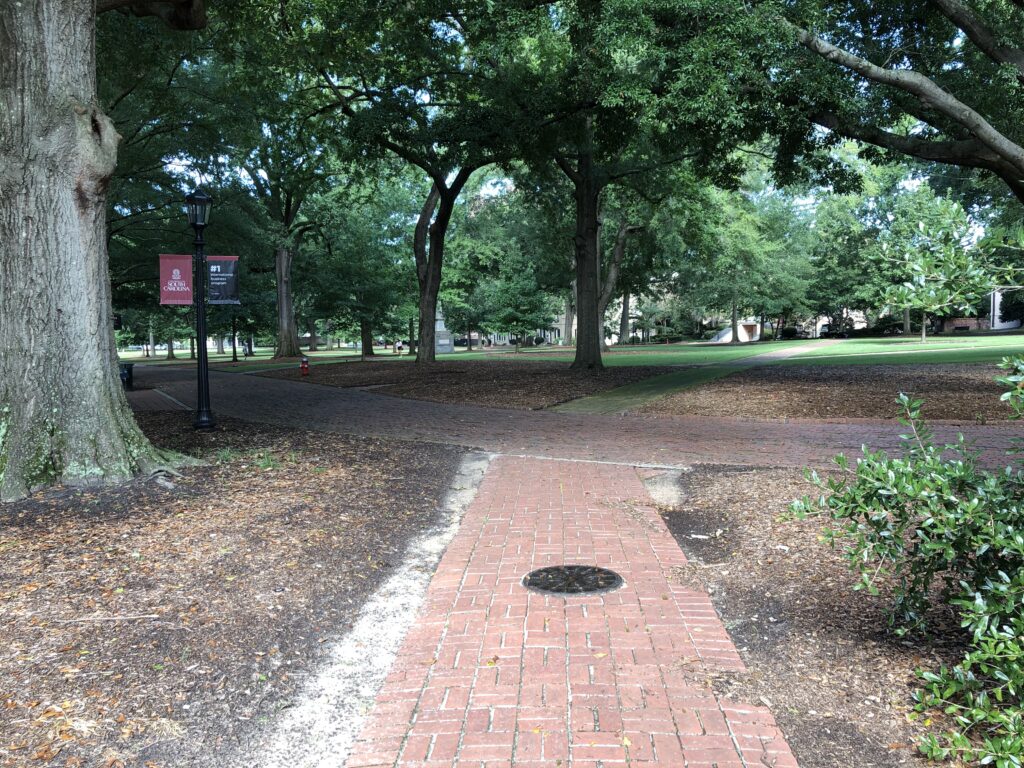 Image of an empty center of campus